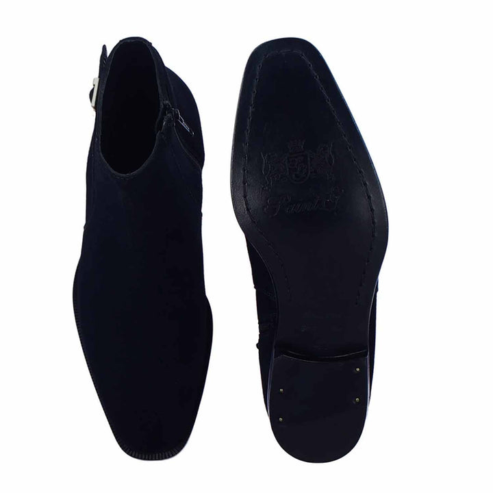 Saint Moreno Navy Suede Leather Ankle Boots