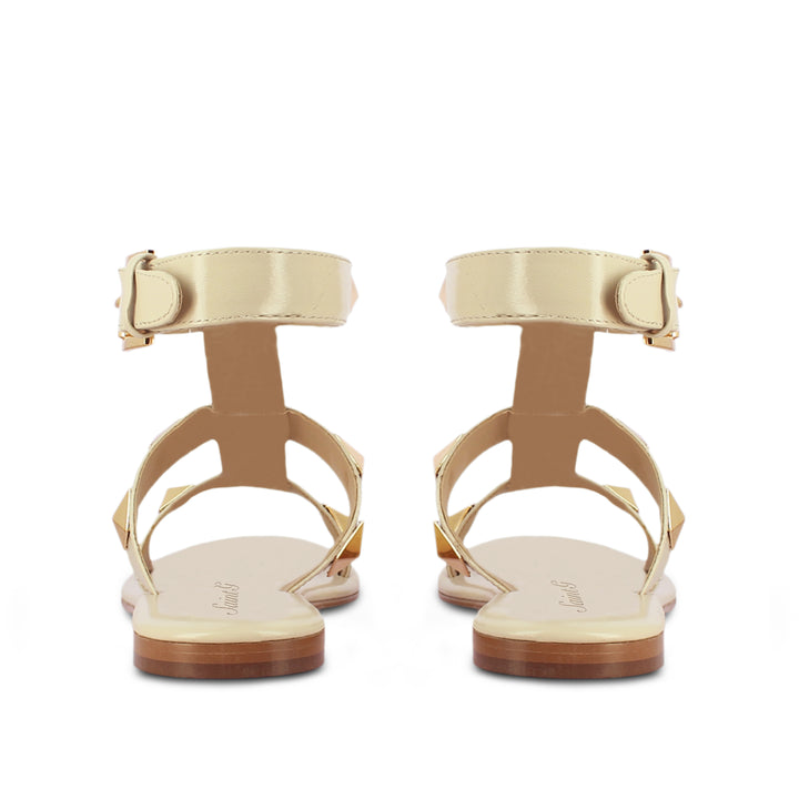 Saint Gaia Off White Leather Sandals with Flat Buckle - Stylish, comfortable footwear for a chic and casual look