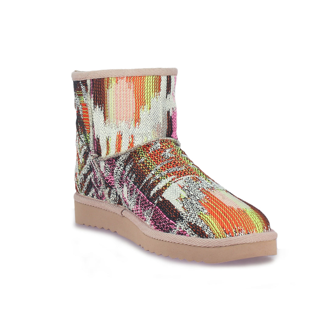 Saint Felice Embroidered Italian Fabric Snug Boots - Stylish and comfortable boots with intricate embroidery, perfect for a fashionable statement