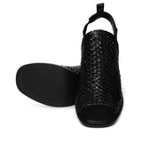 Saint Bella Black Woven Leather Block Heels