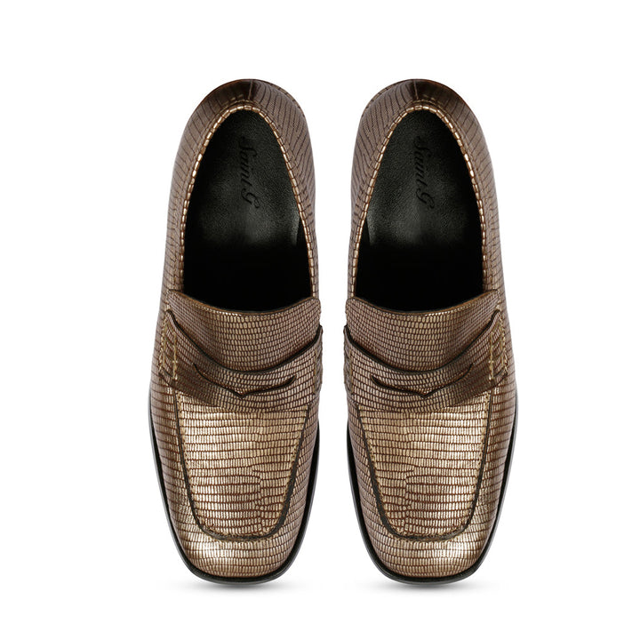 Saint Riona Platin Metallic Leather Handcrafted Moccasins