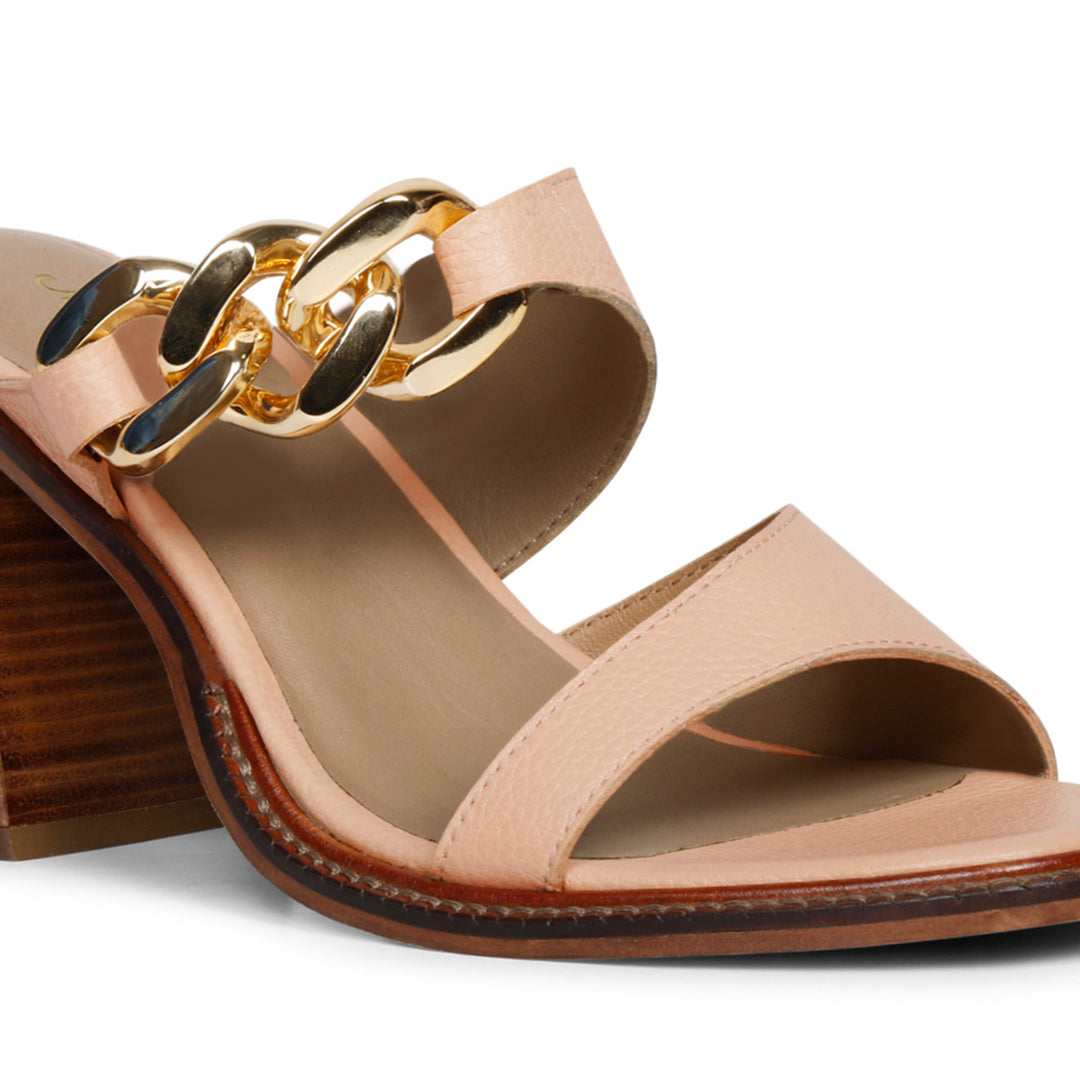Step into luxury with these Cipra leather block heels by Saint Madrid
