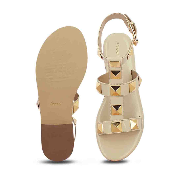Saint Gaia Off White Leather Sandals with Flat Buckle - Stylish, comfortable footwear for a chic and casual look