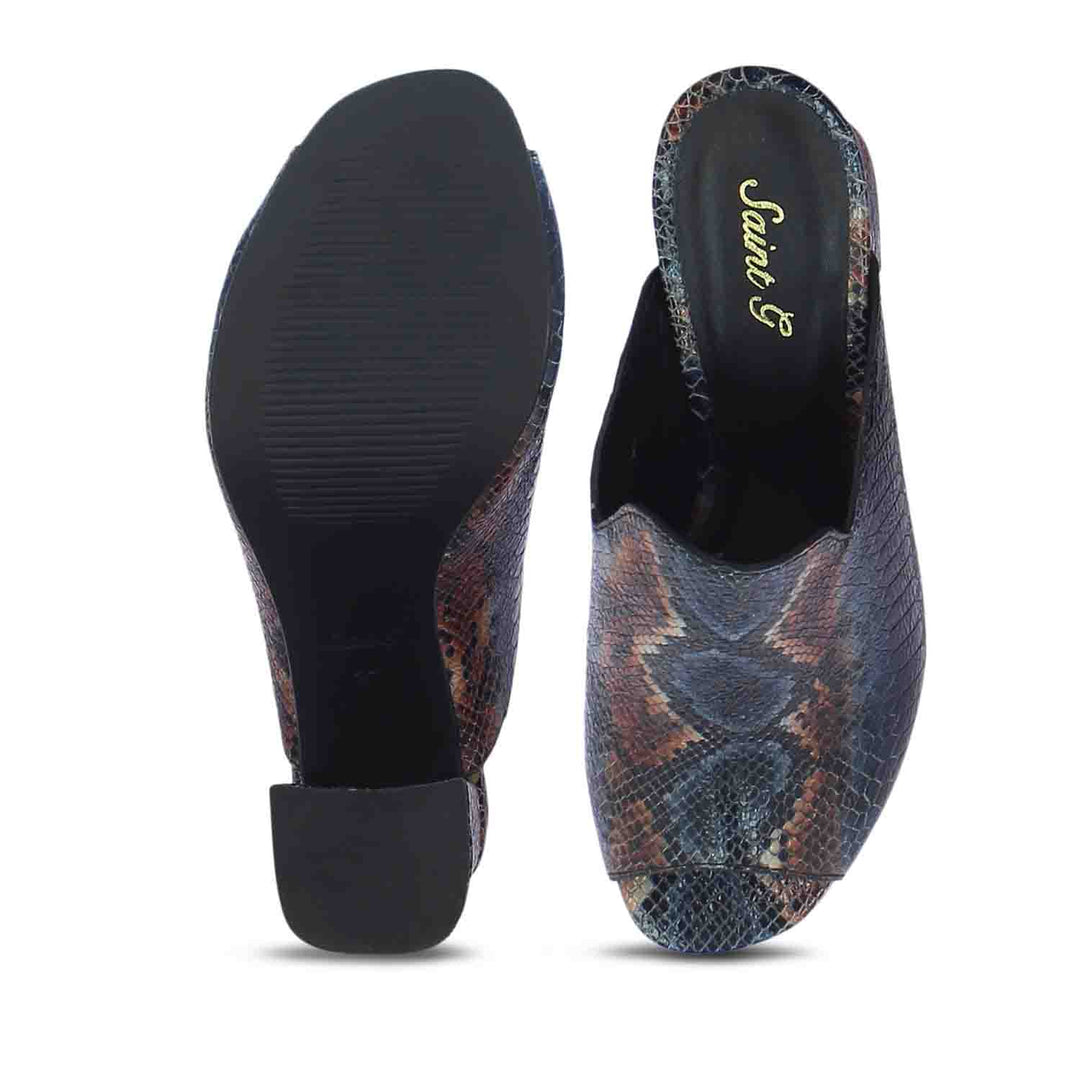 Saint Fiona Snake Print Handcrafted Leather Block Heels