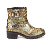Saint Aloisa Metallic Gold Snake Print Leather Boot - SaintG