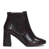 Saint Milana Brown Croco Embossed Vegan Leather Ankle Boots