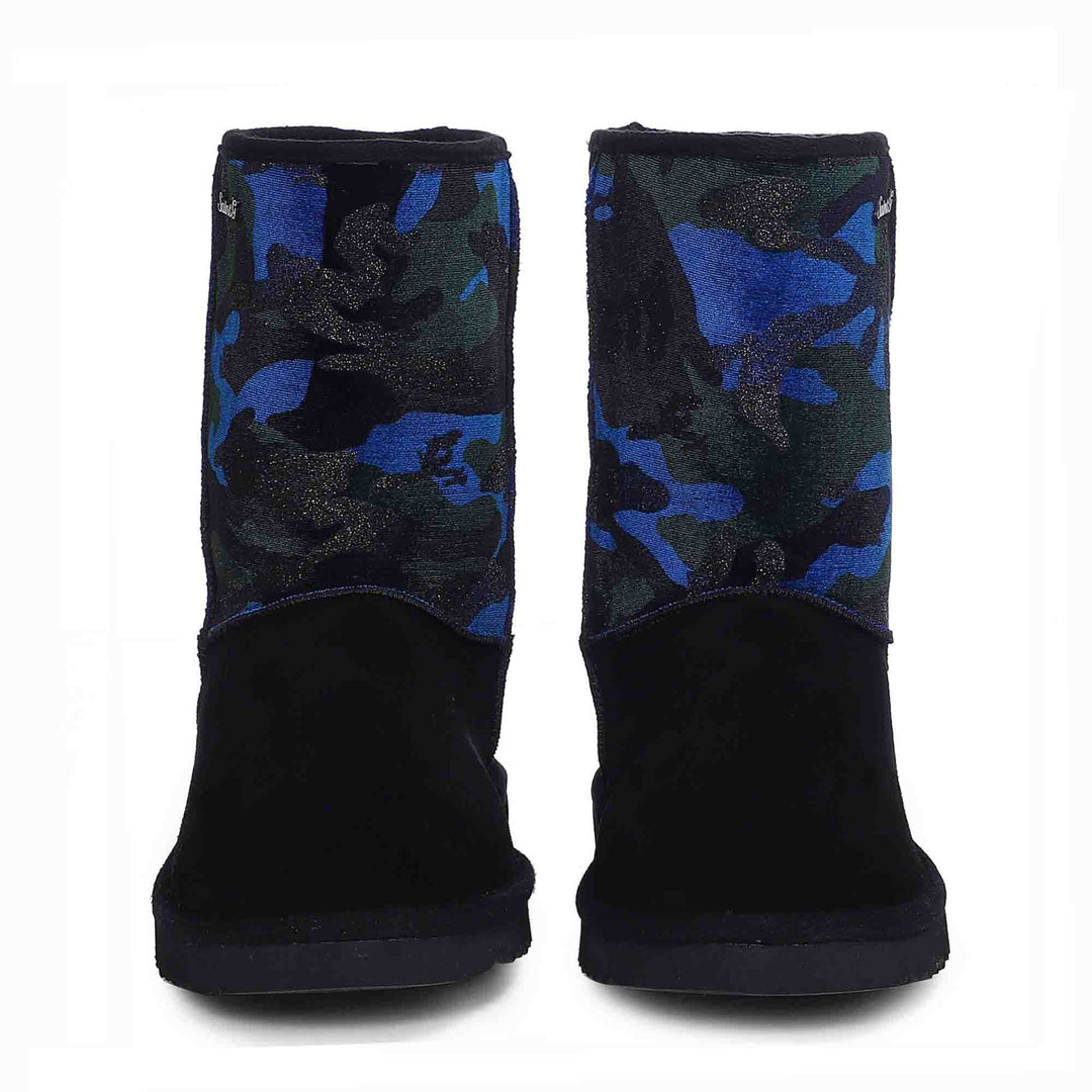 Saint Flora Navy Camo Snug Boots - Stylish and comfortable fabric boots in a trendy navy camo pattern