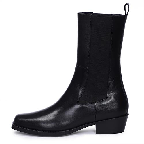 Saint Cassie Black Leather High Ankle  Boots