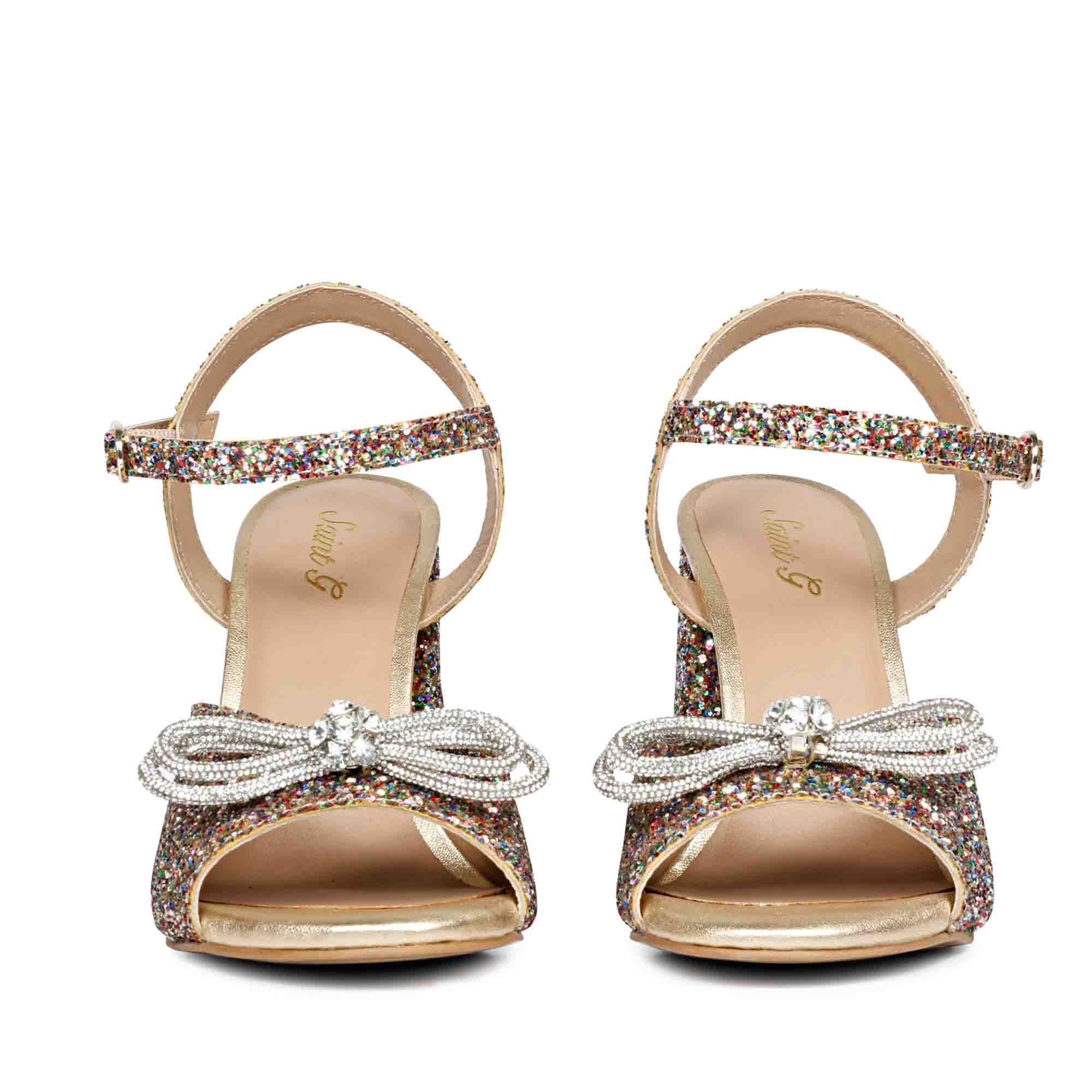 Womens Glitter Bow Block Heel Sandals Ankle Strap Open Toe Party Dress  Shoes D | eBay