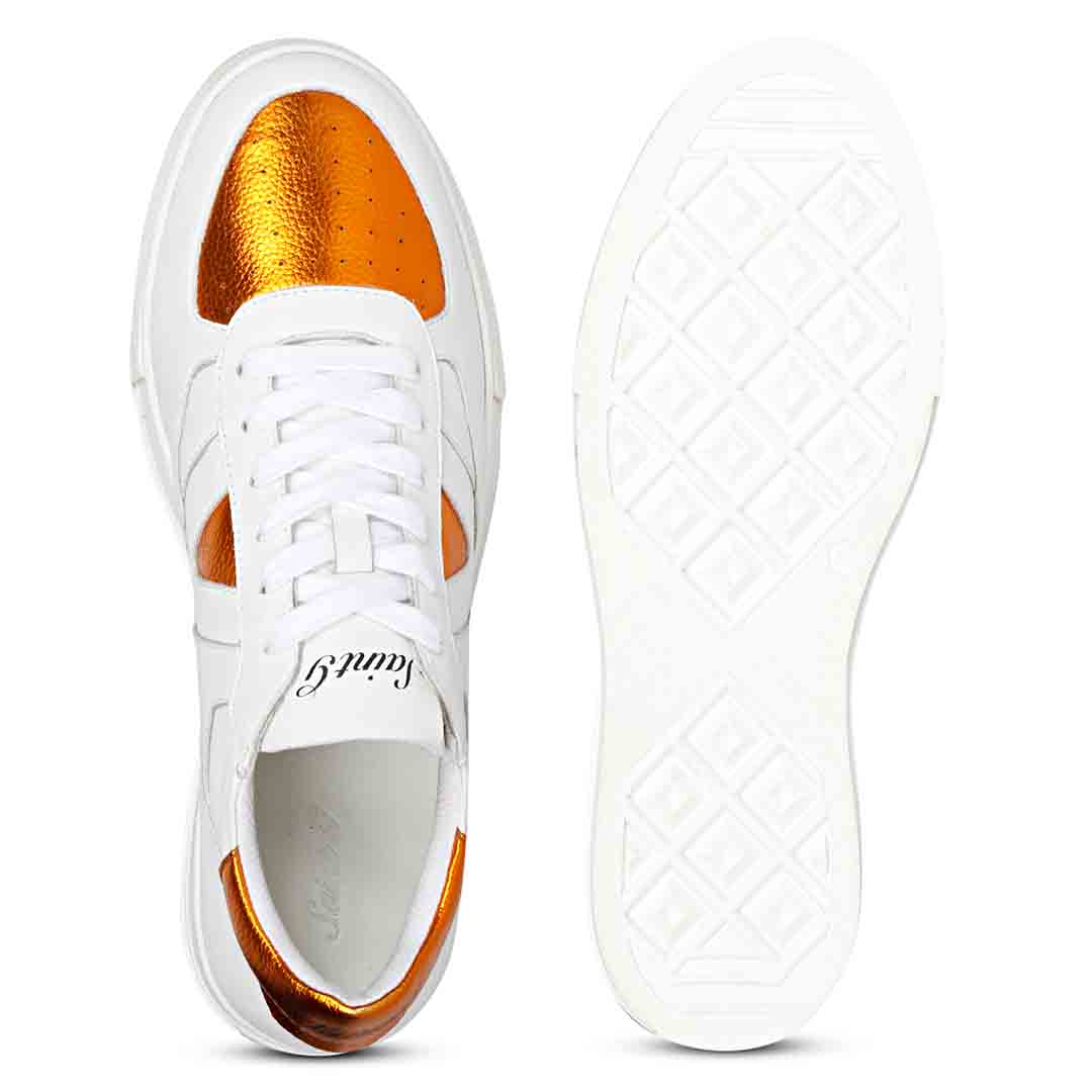 Saint Arlo White & Orange Leather Sneakers