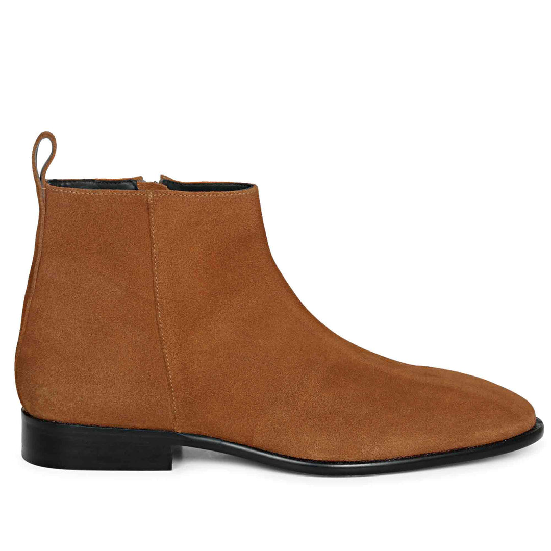 Tan Suede Leather Handcrafted Chelsea Boots for men