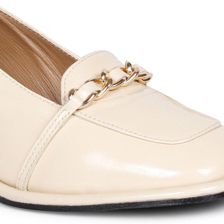 Saint Mirielle Ivory Patent Leather Handcrafted Moccasins