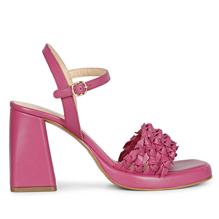 Fuxia Leather Block Heels by Saint Joy  Stylishly handcrafted for a touch of luxury.