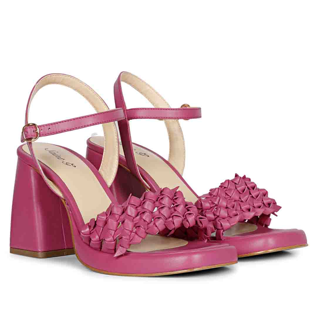 Fuxia Leather Block Heels by Saint Joy - Stylishly handcrafted for a touch of luxury.