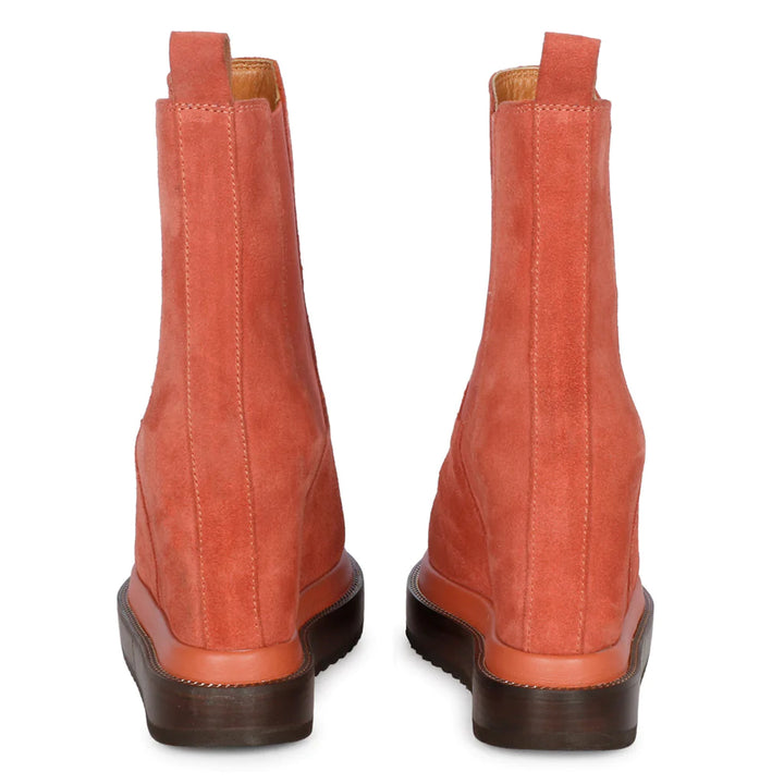 Saint Sylvie Tan Leather Inner Wedge Heel Boots