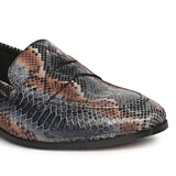 Saint Ellis Blue Snake Print Leather Loafers