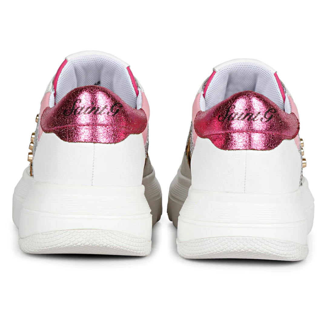 Saint Antea  Metal Studs Pink Leather Sneakers