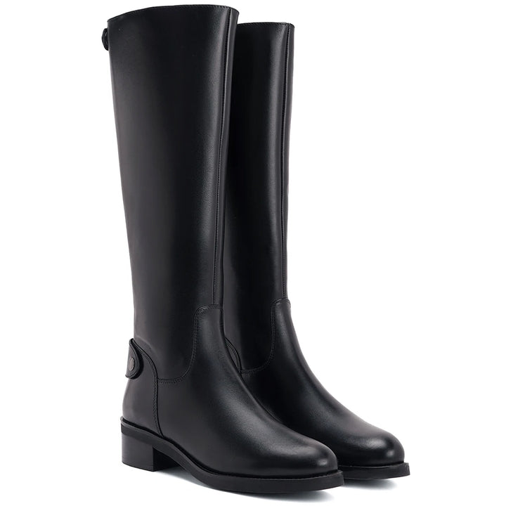 Saint Stella Black Leather Knee High Boots - SaintG