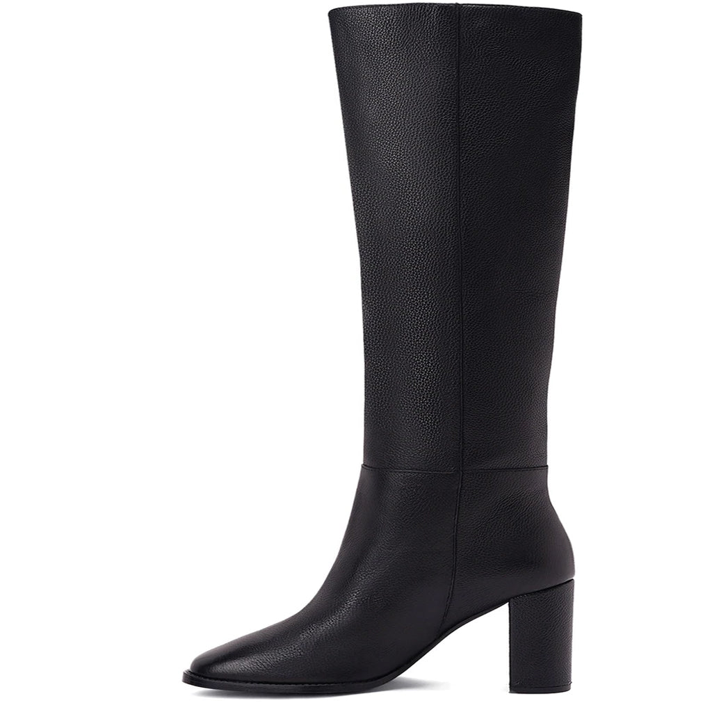 Saint Lia Black Leather Knee High Slouch Boots