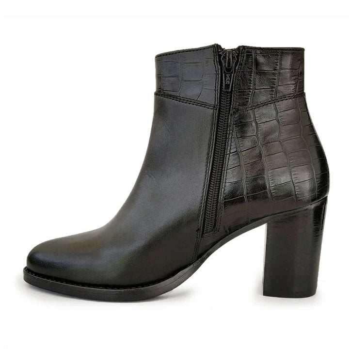 Saint Alexa Black Croco Embossed Leather Ankle Boots - SaintG