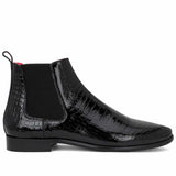 Saint Eadred Black Croco Patent Shiny Leather Chelsea boot