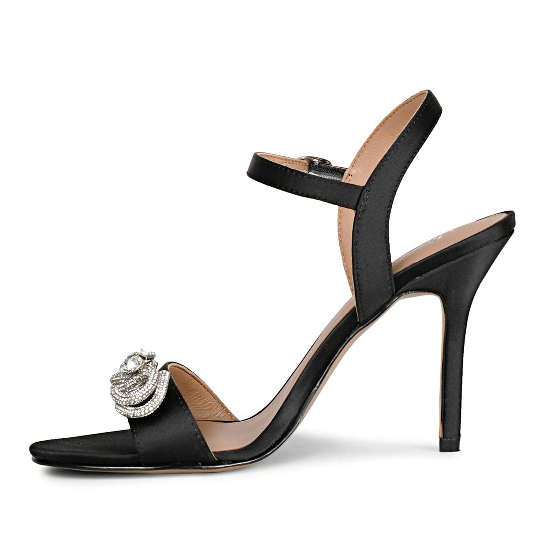 Crystal Bow Black Stiletto Heels
