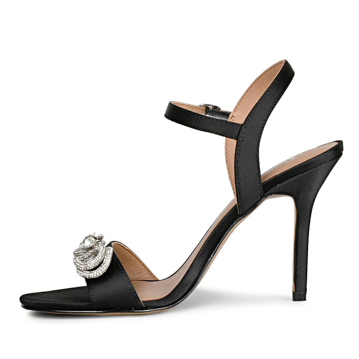 Crystal Bow Black Stiletto Heels