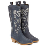 Saint Martina Denim Stitched Leather Handcrafted Cowboy Boots