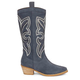 Saint Martina Denim Stitched Leather Cowboy Boots