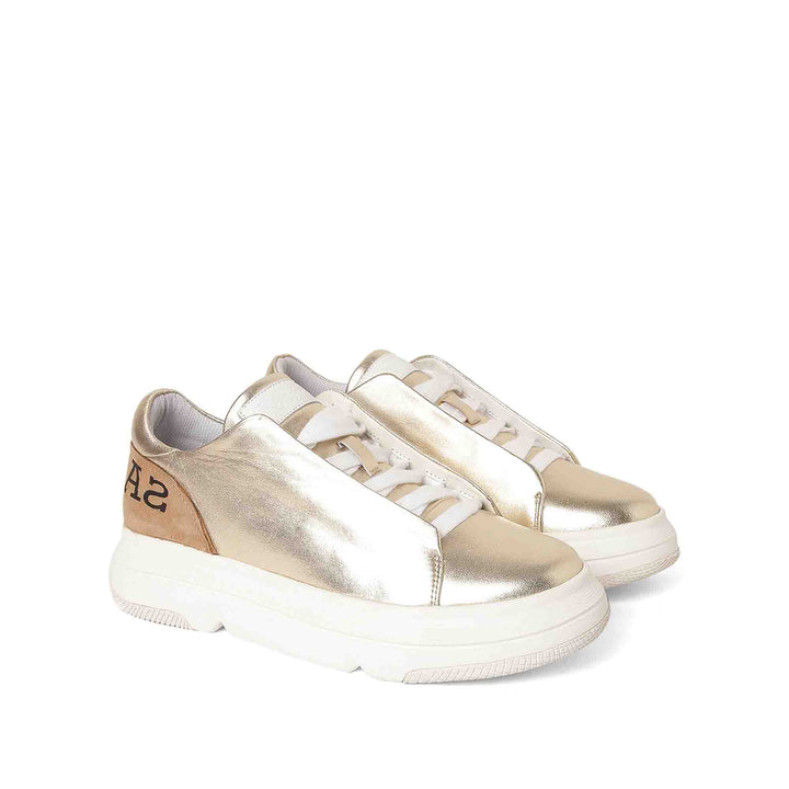 Saint Fantasia Gold Leather Handcrafted Sneakers