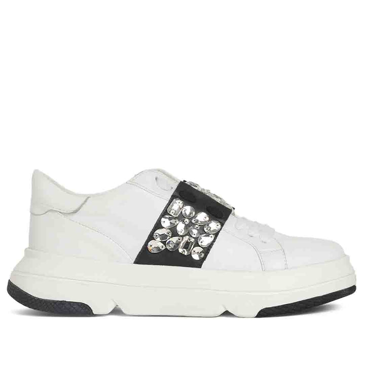 Saint Aifric Crystal White Leather Sneakers