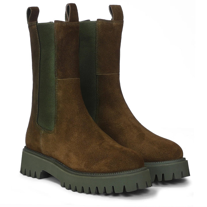 Saint Paolina Bosco Green Suede Leather Boots