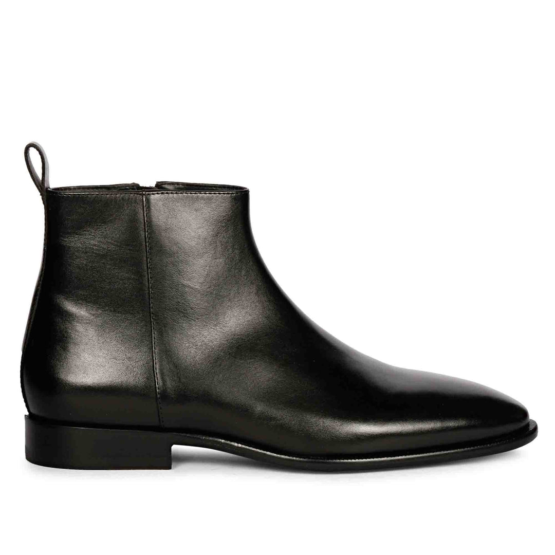 Black Leather Handcrafted Chelsea Boots for men