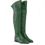 Saint Grace Green Leather Above The Knee Boots