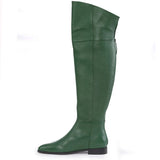 Saint Grace Green Leather Above The Knee Boots