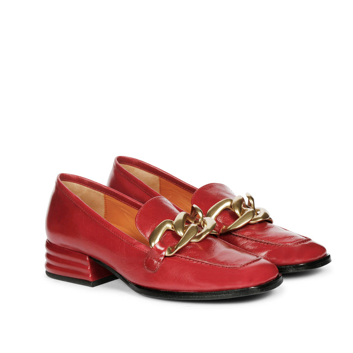 Saint Juliet Red Leather Handcrafted Moccasins