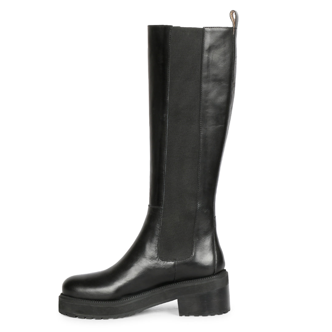 Saint Adriana Black Leather Knee High Long Boots