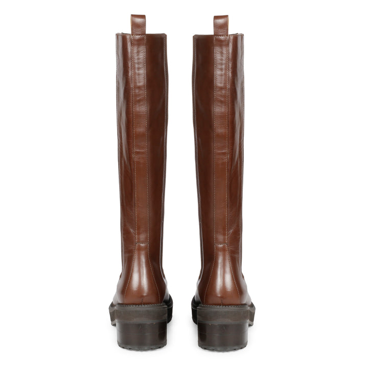 Saint Adriana Brown Leather Knee High Long Boots