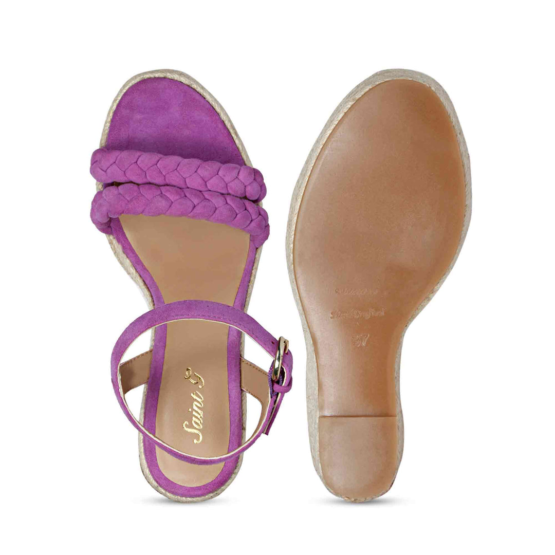 Saint Clarisse Woven Purple Suede Leather Wedge Heels