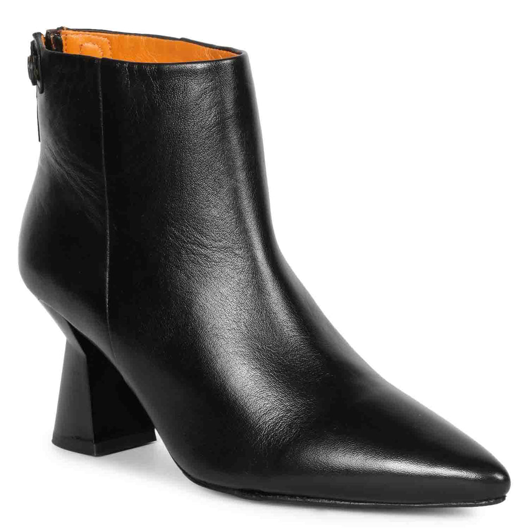 Saint Mélanie Black Leather Back Zip Ankle Boots
