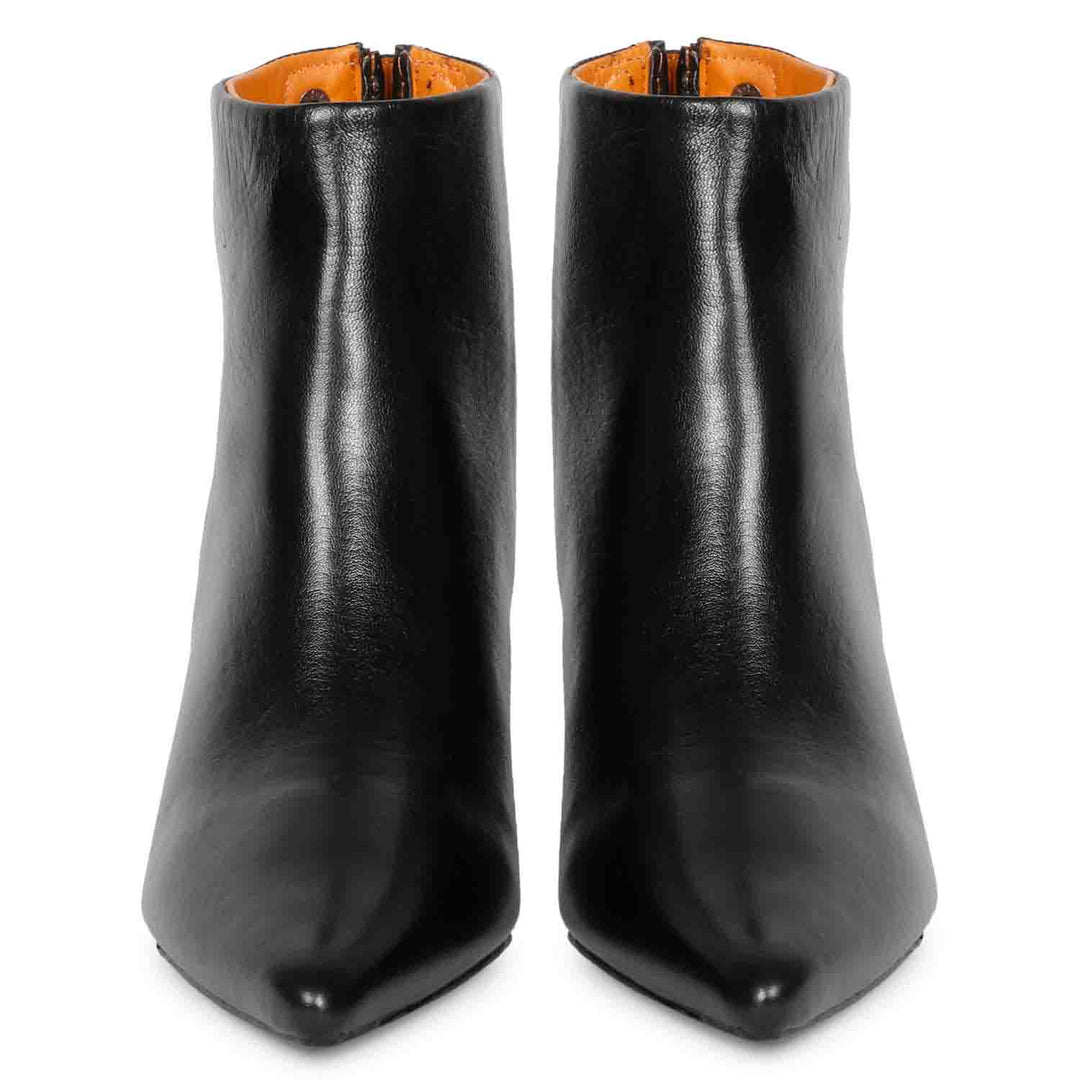 Saint Mélanie Black Leather Back Zip Ankle Boots
