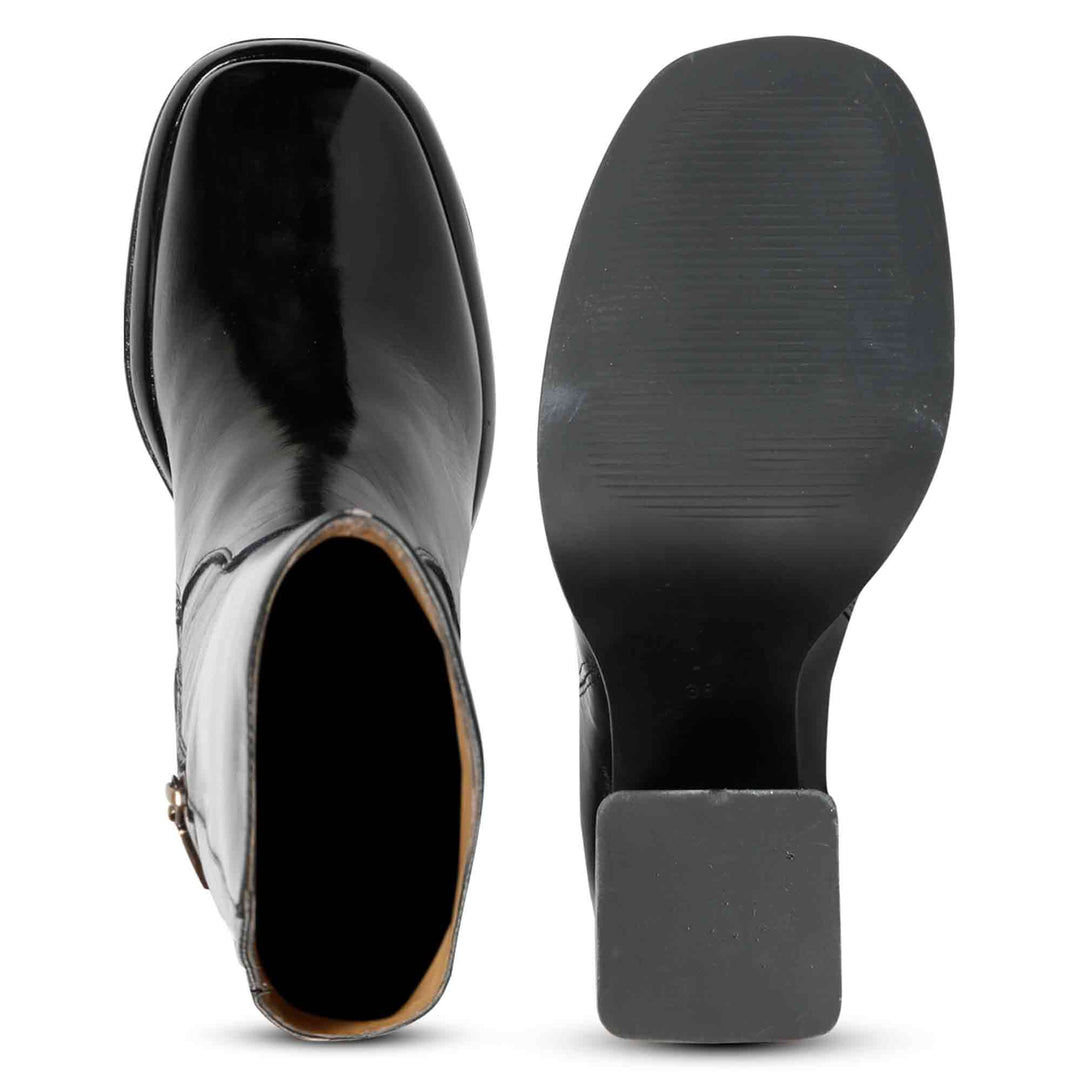 Saint Jolène Black Harrod Patent Leather Long Boots