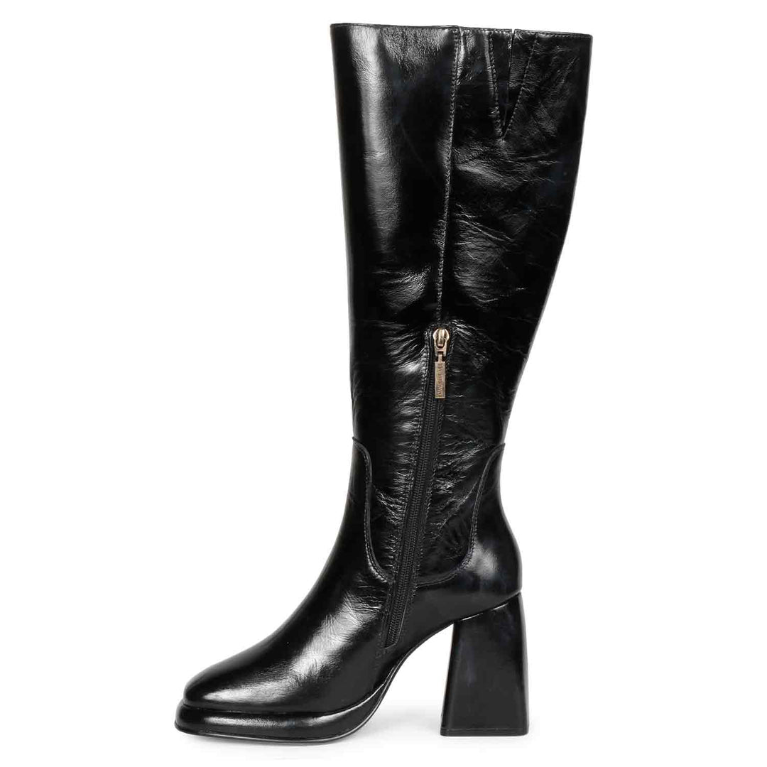 Saint Jolène Black Harrod Patent Leather Long Boots