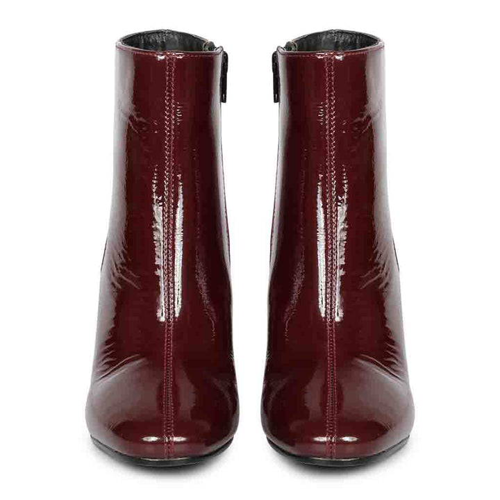 Saint Graziella Maroon Crackle Patent Leather Ankle Boots