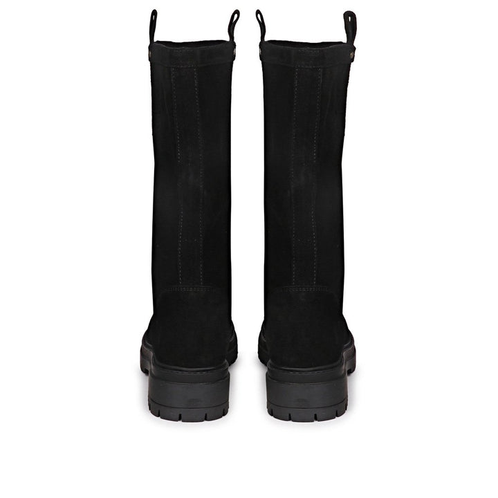 Saint Alexandra Black Suede Leather Pull On Calf Boots