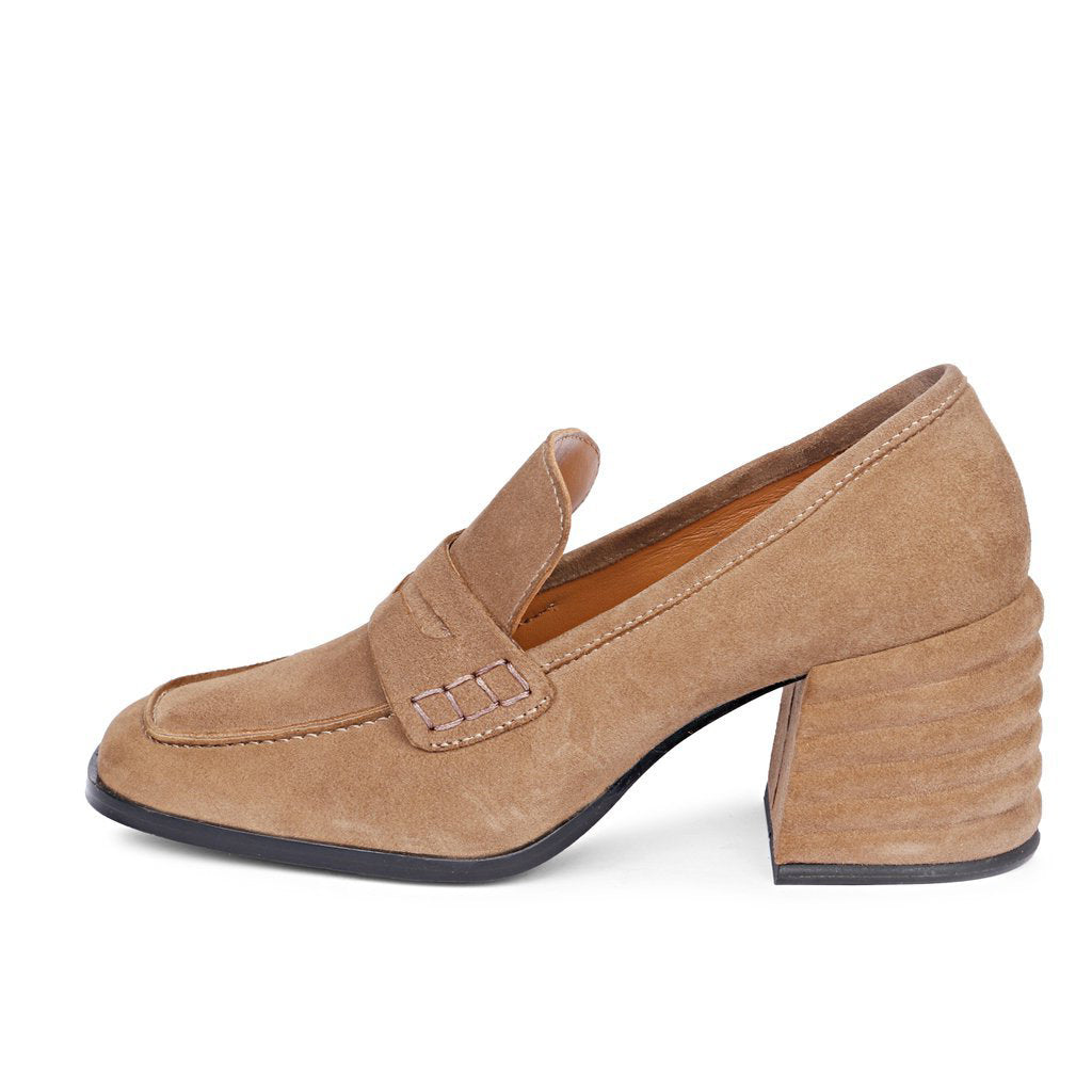 Saint Amelia Taupe Suede Leather Handcrafted Moccasins