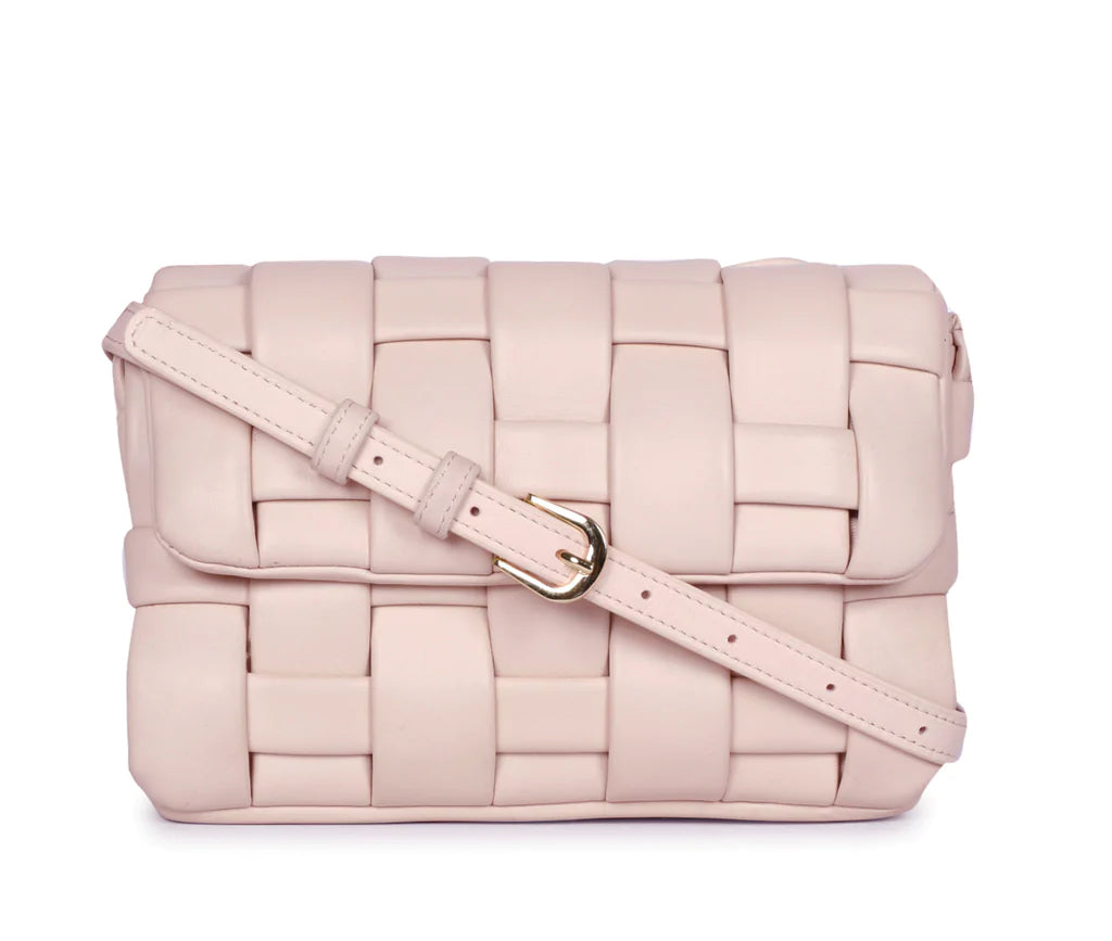 Giada Pink Blush Woven Leather Cross Body Sling Bags