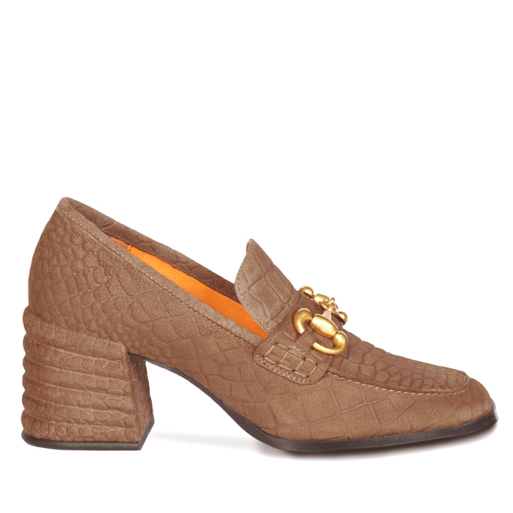 Saint Molly Brown Croco Embossed Leather Moccasins