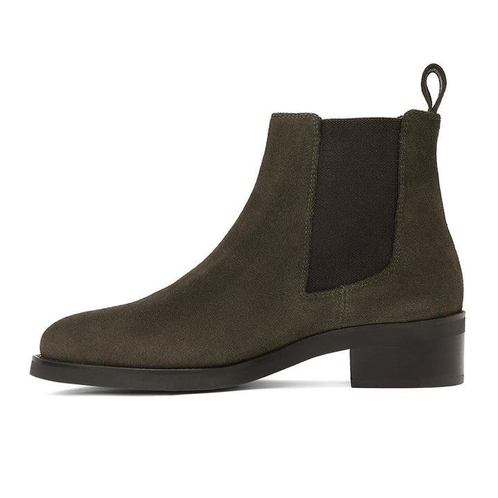 Saint Isa Olive Suede Leather Ankle Boots