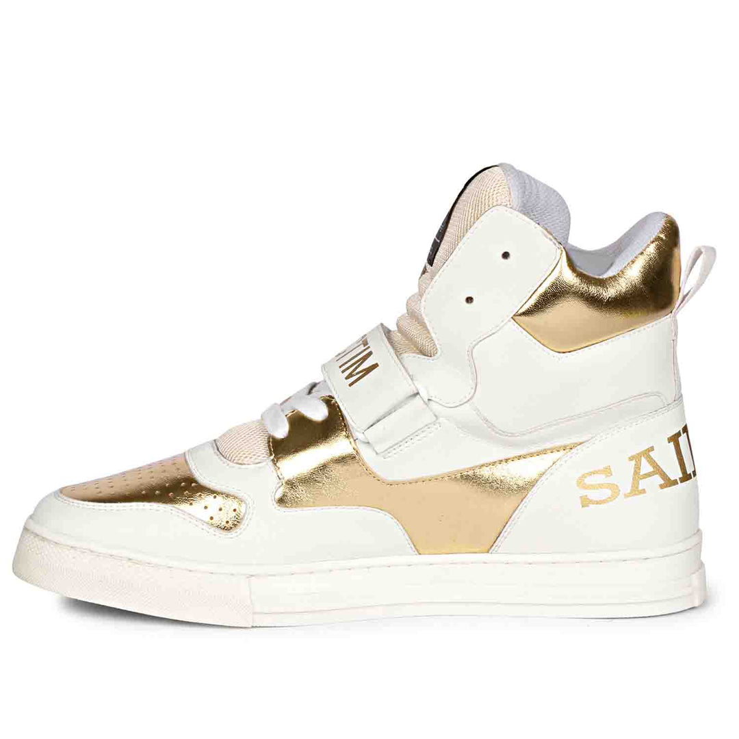 Saint Rowan White & Gold Leather Sneakers